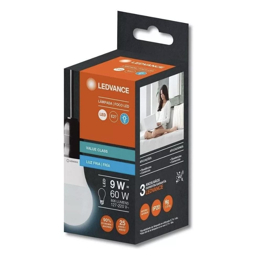 Kit 10 Lampadas Led Cla60 9W 6500K 806Lm Biv E27 -Osram