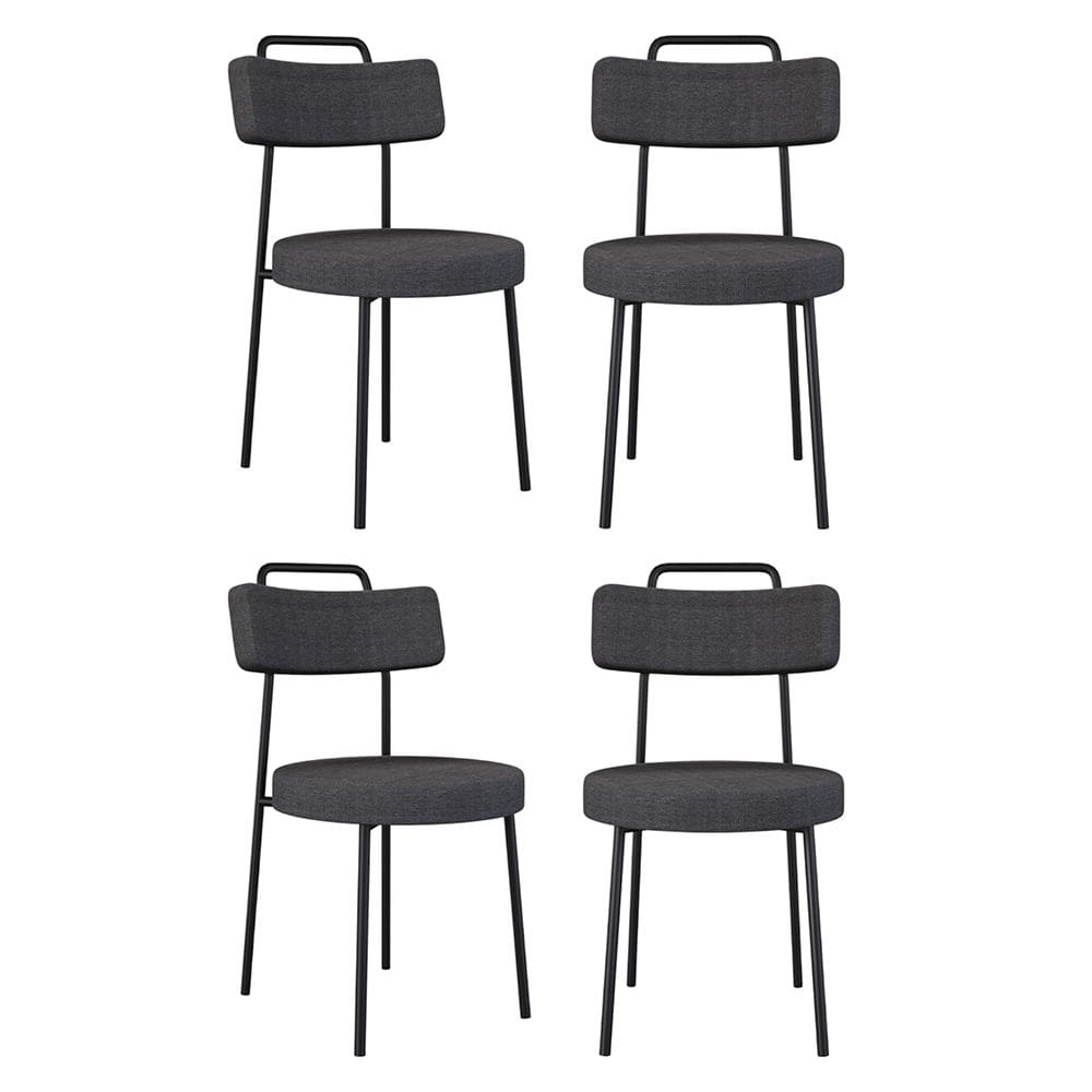 Kit 04 Cadeiras Sala de Jantar Kobe Estofada com Encosto Linho Grafite - Abmaza