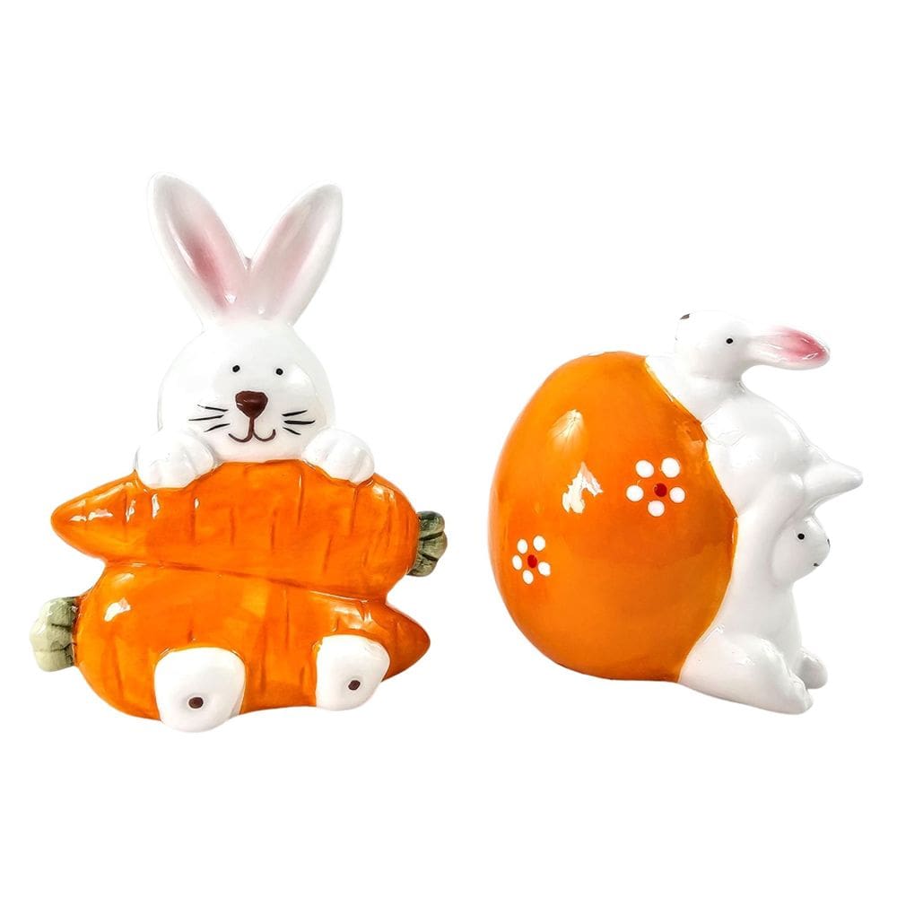 Kit Ovo Coelho De Páscoa Porcelana Decoração De Páscoa 2Pc