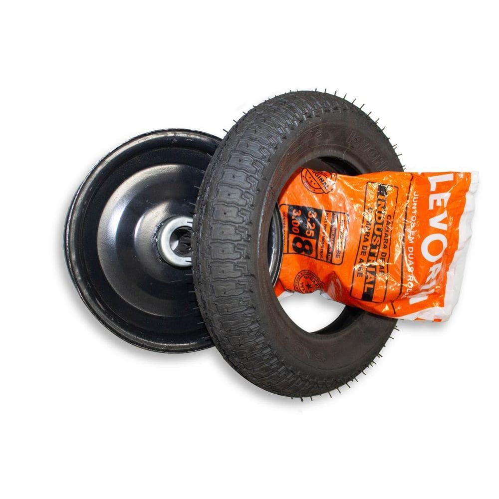 Kit Completo Roda Câmara E Pneu Levorin 325X8 Para Carrinhos