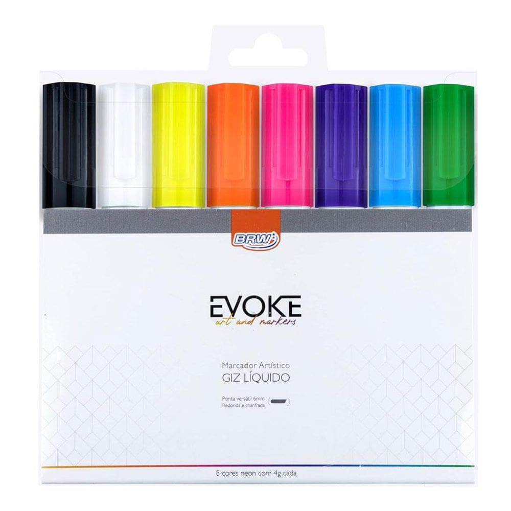 Giz liquido marcador multiuso Evoke 8 cores GZ0608 - BRW