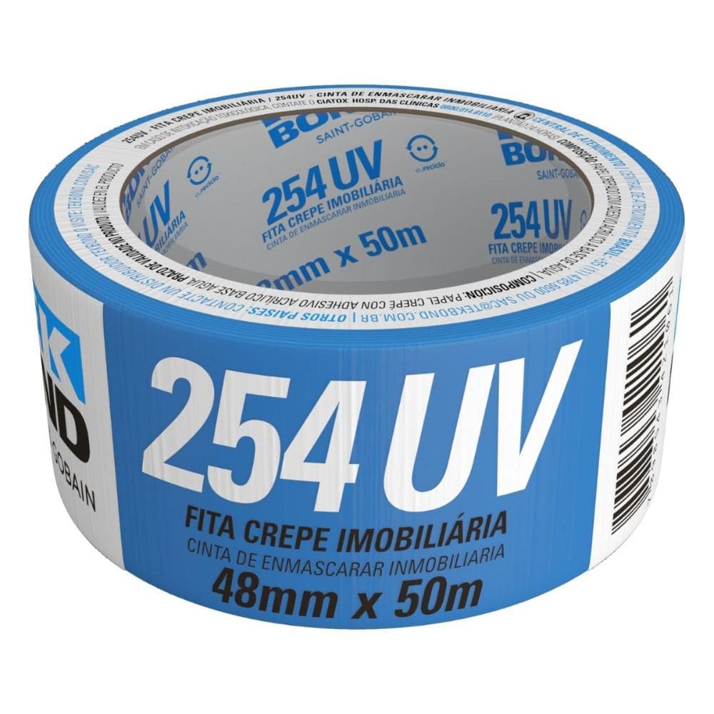 Fita Crepe Pintura Imobiliária Tekbond 254 48mm x 50m Azul