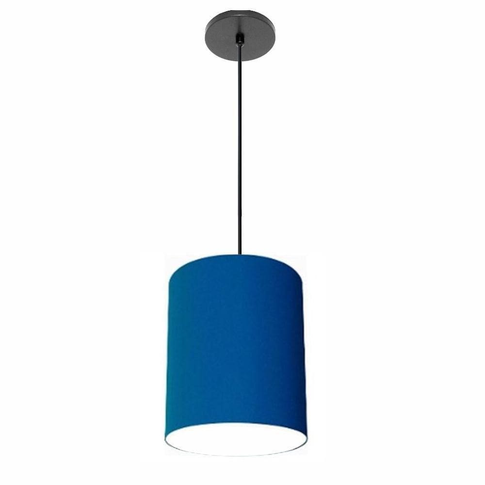 Lustre Luminária Pendente Vivare Free Lux Pe-4103pr Cúpula Em Tecido 15x20cm Azul-marinho Canopla Preta E Fio Preto