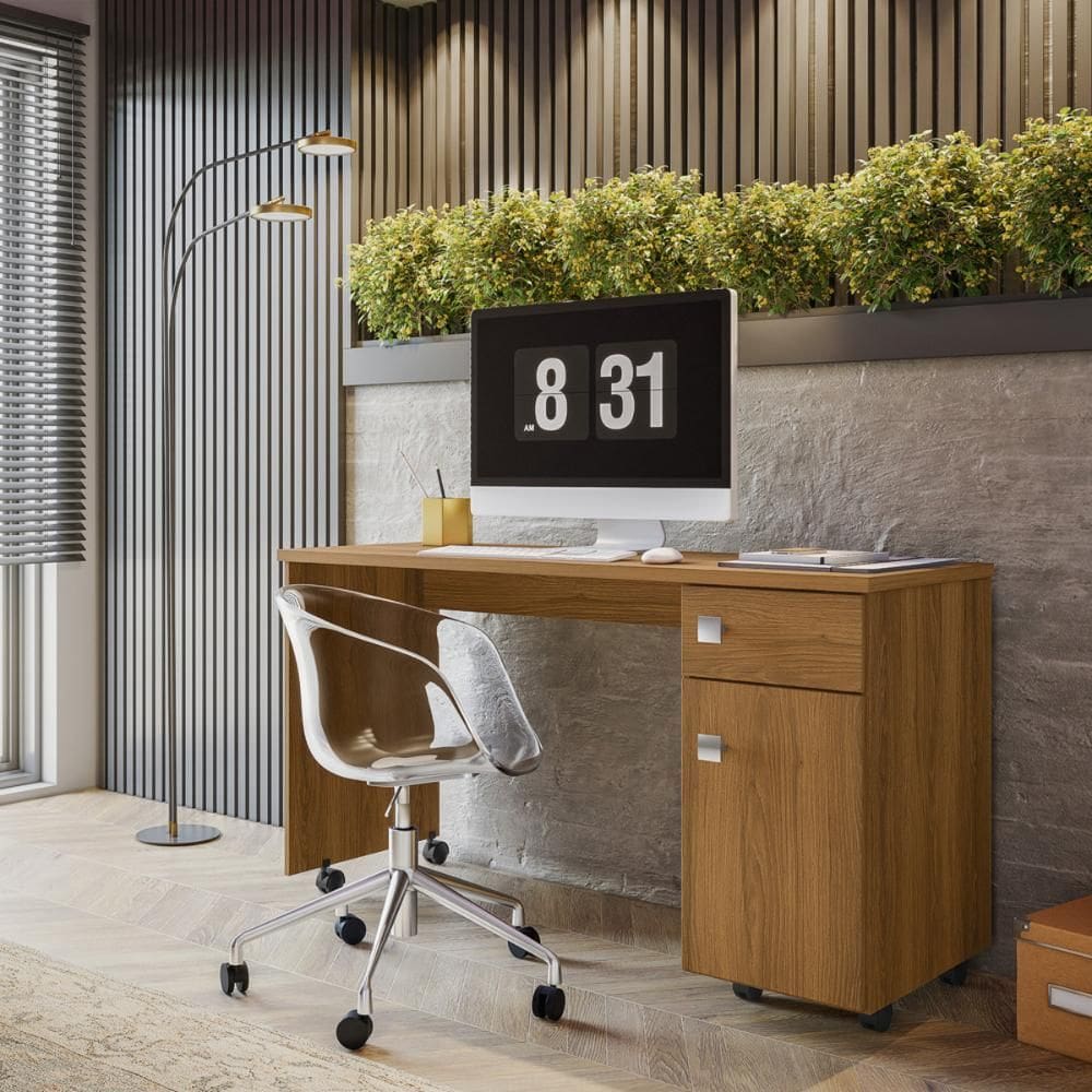 Mesa de Trabalho Home Office Studio c/ Gaveteiro e Suporte para CPU  - Imbuia