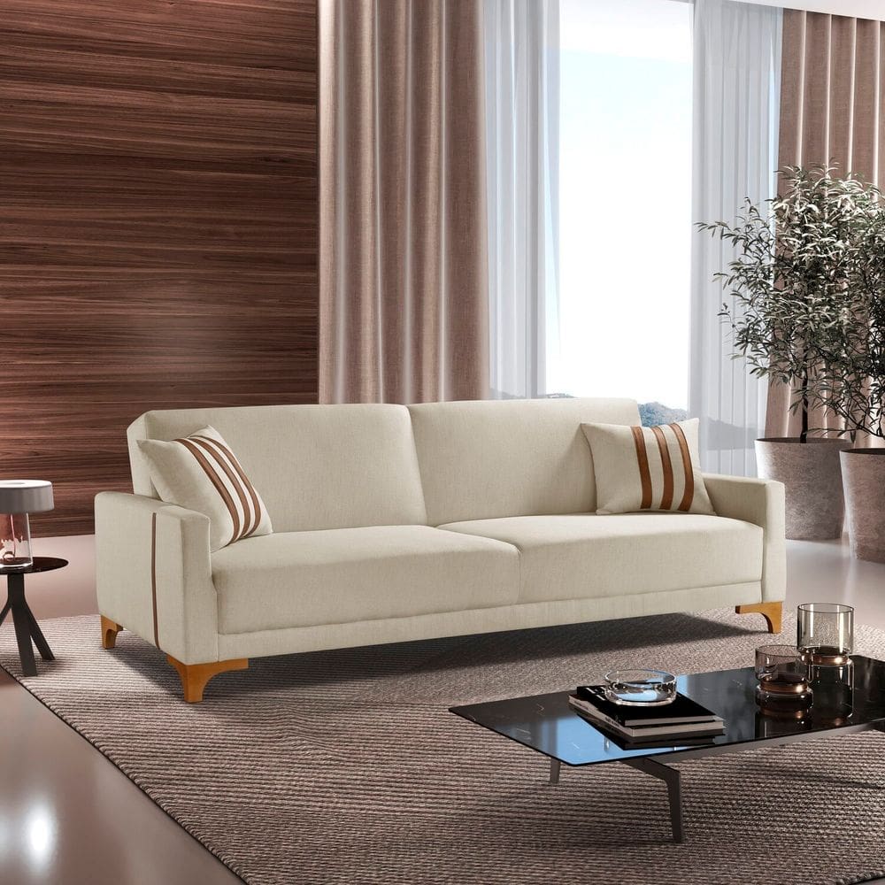 Sofa Cama para Sala de Estar 209cm x 84cm Luizi Bege