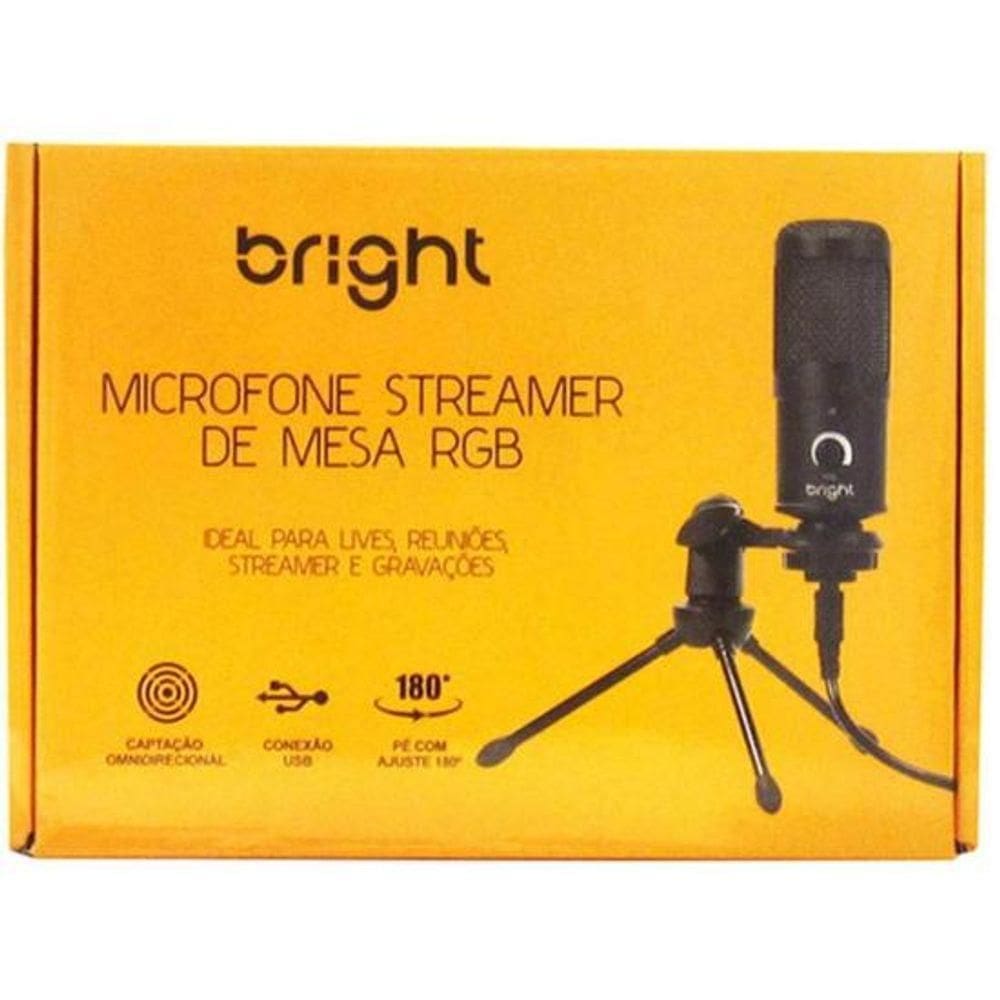 Microfone De Mesa Bright Streamer Rgb