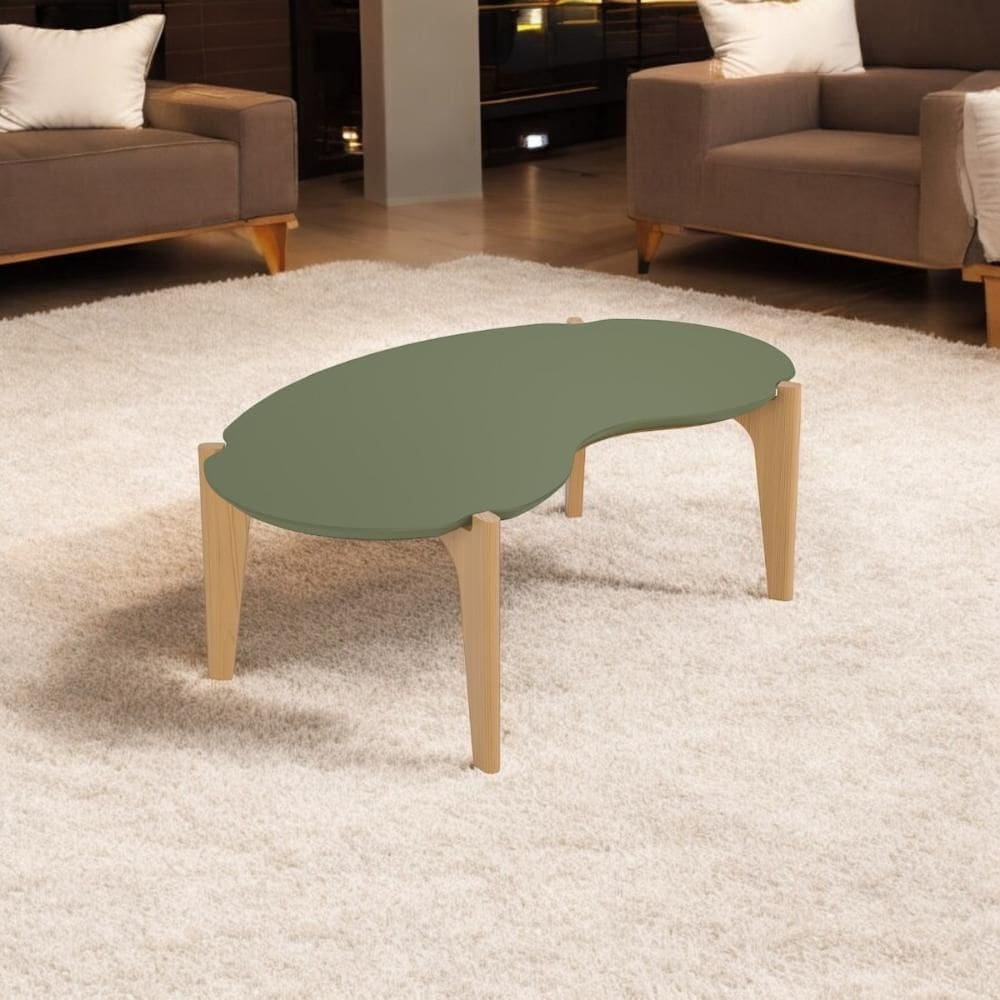 Mesa de Centro Florida 105cm p/ Decoração e Utilidades - Verde Floresta/Freijo
