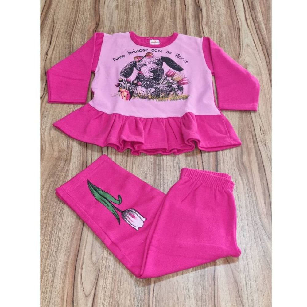 Conjunto Infantil Feminino Inverno S/Capuz Rosa Pink 3