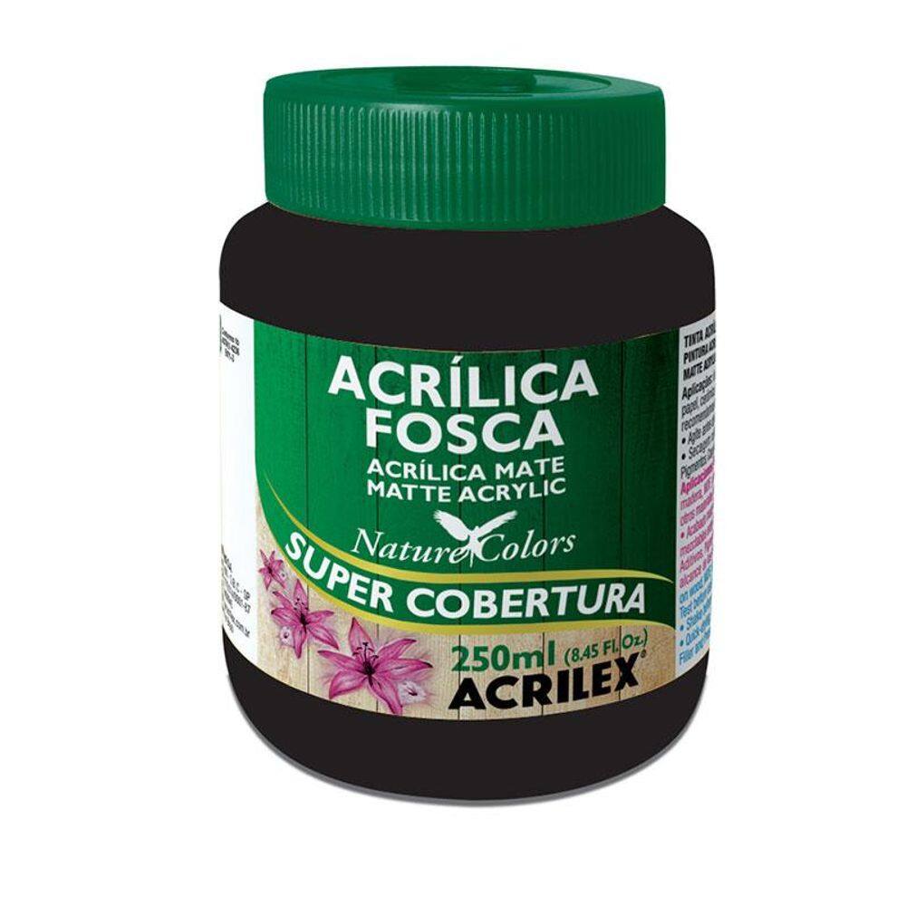 Tinta acrílica fosca Preta 250ml 520 Acrilex