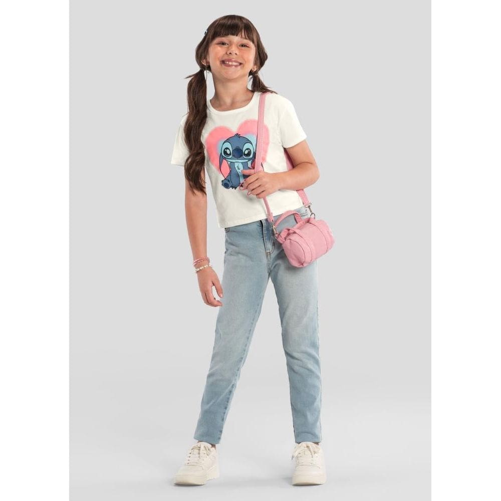 Blusa cropped infantil menina do Stitch Brandili