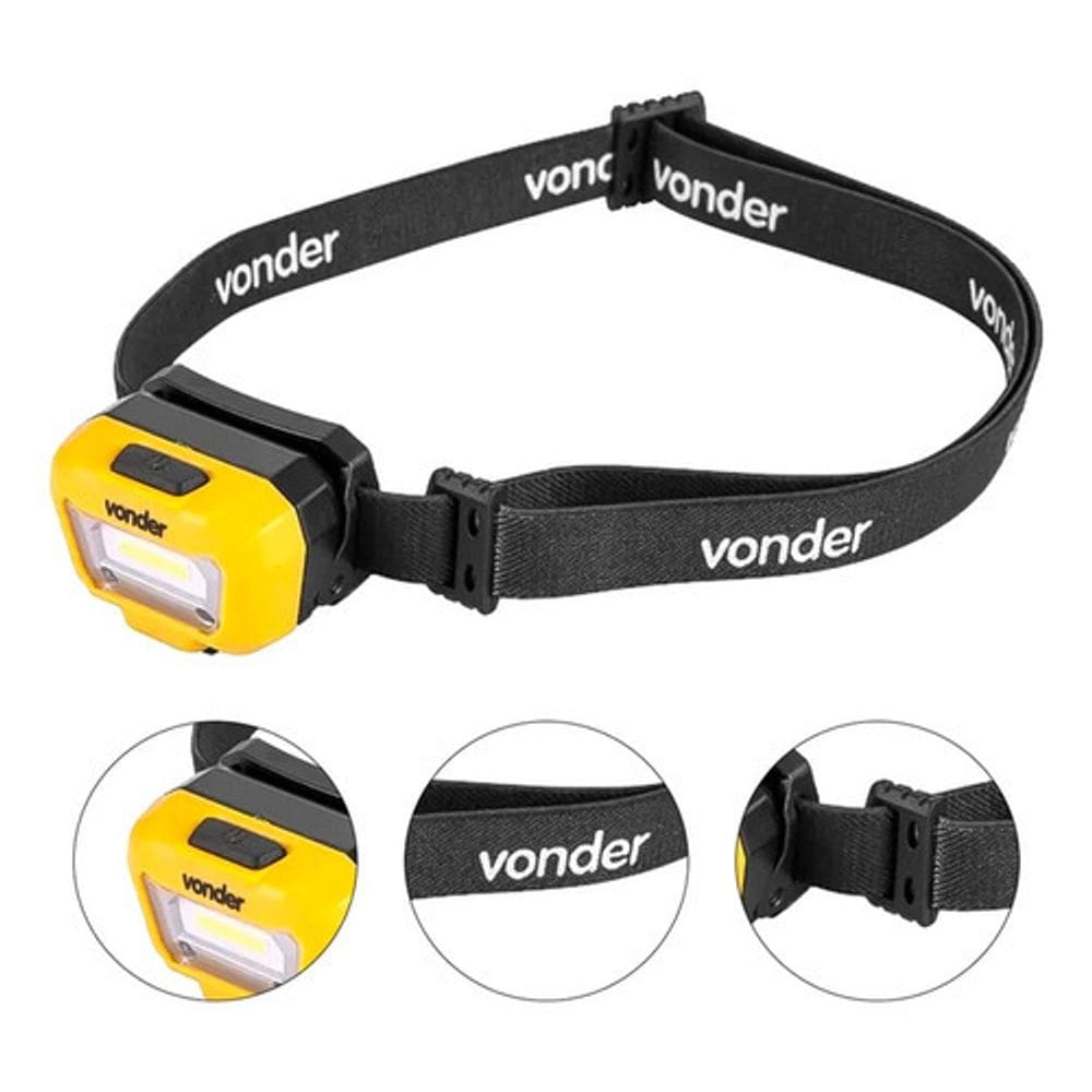 Lanterna De Cabeça Recarregável - 8075050200 Vonder Lanterna Amarelo
