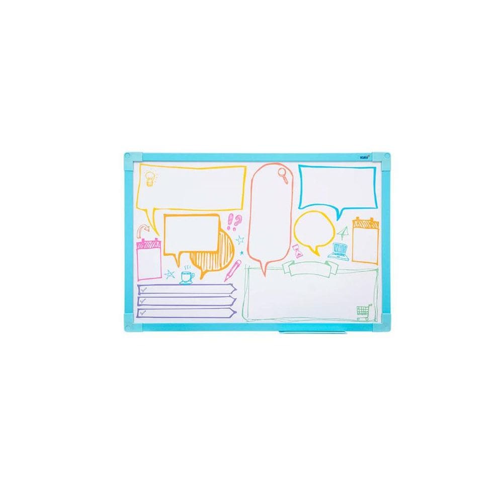 Quadro branco moldura de alumínio magnético Soft Azul 30x20c