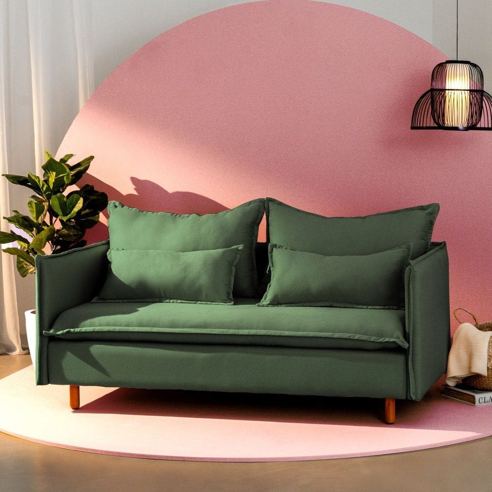 Sofá Modular 2 Lugares Pé Madeira Sôma Cabecasa Madeiramadeira Verde