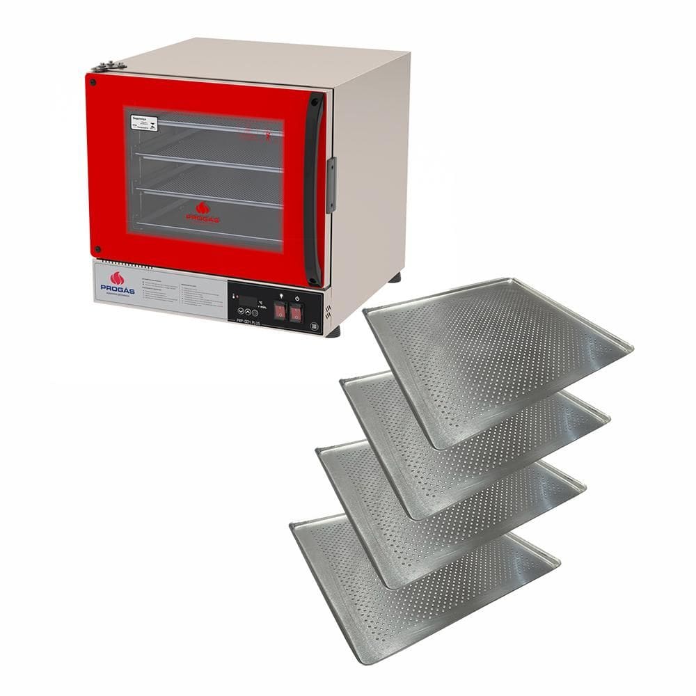 Forno Turbo Prp-004 Plus 127v Vermelho Progás + 4 Assadeiras Cimapi