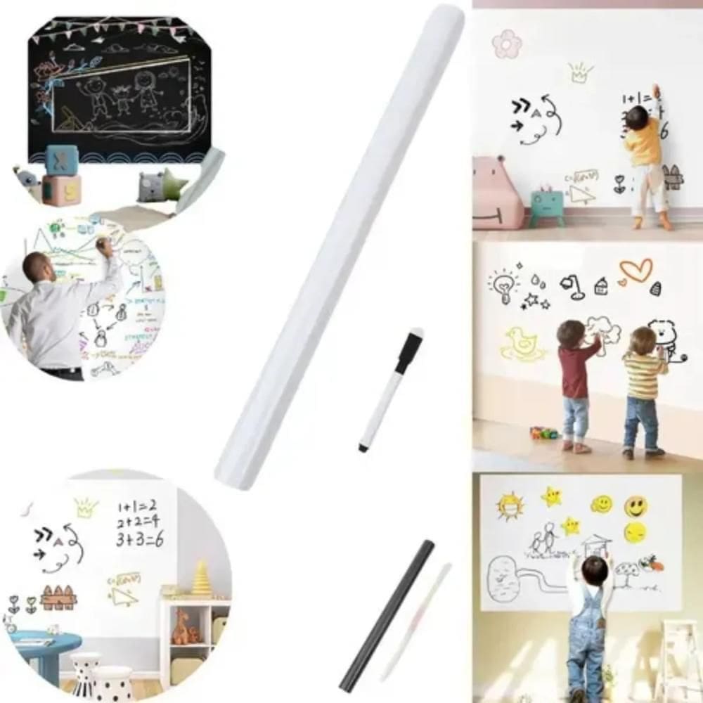 Adesivo Lousa Quadro Branco Papel Parede Fosco Escrever Adulto Infantil Escritorio Escola 2Mx45cm Envelopamento Lavavel