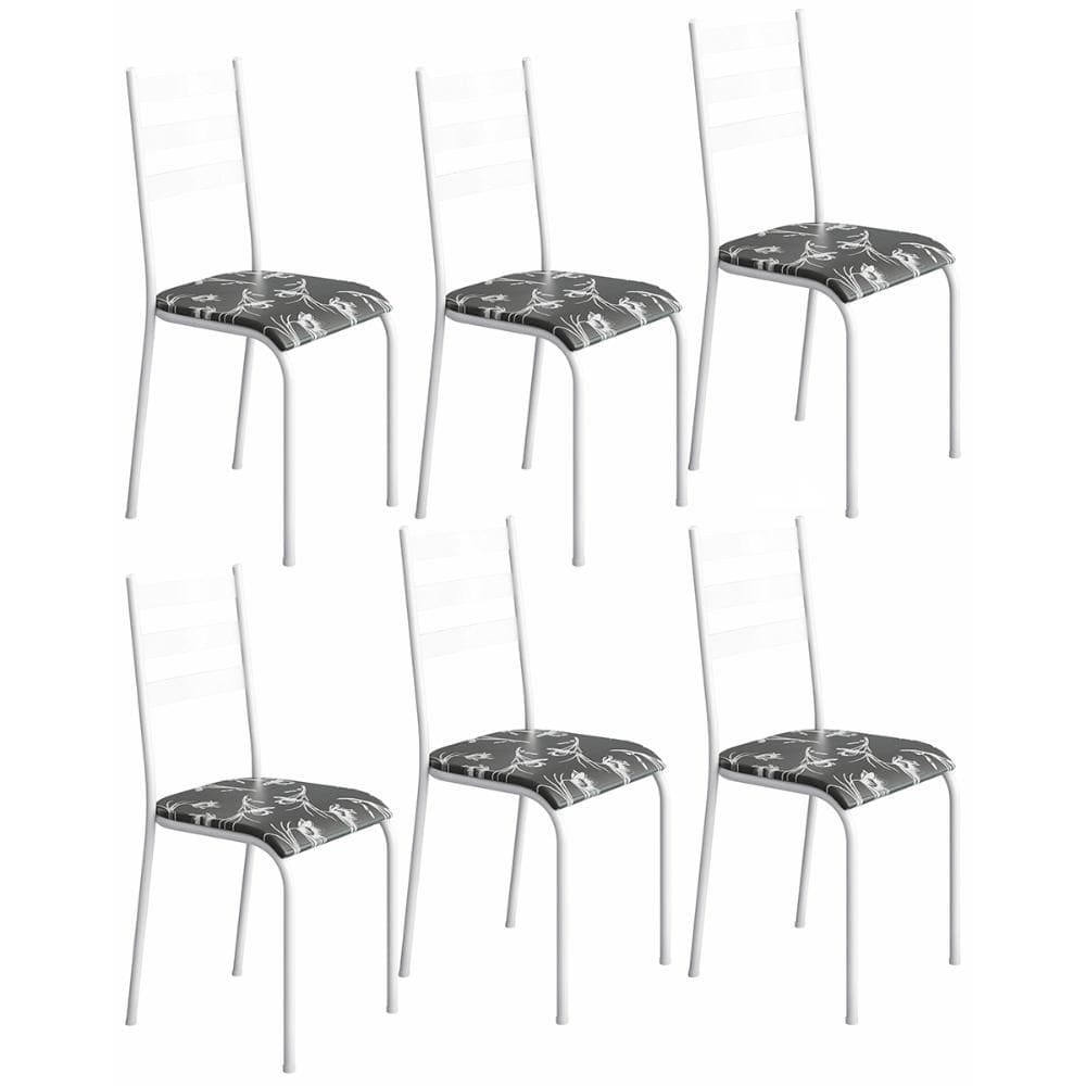 Kit 6 Cadeiras 541 Sala Jantar Cozinha Pés Aço Tubular