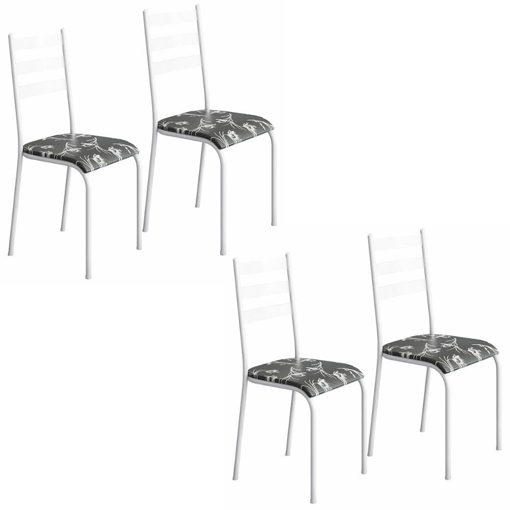 Kit 4 Cadeiras 541 Sala Jantar Cozinha Pés Aço Tubular