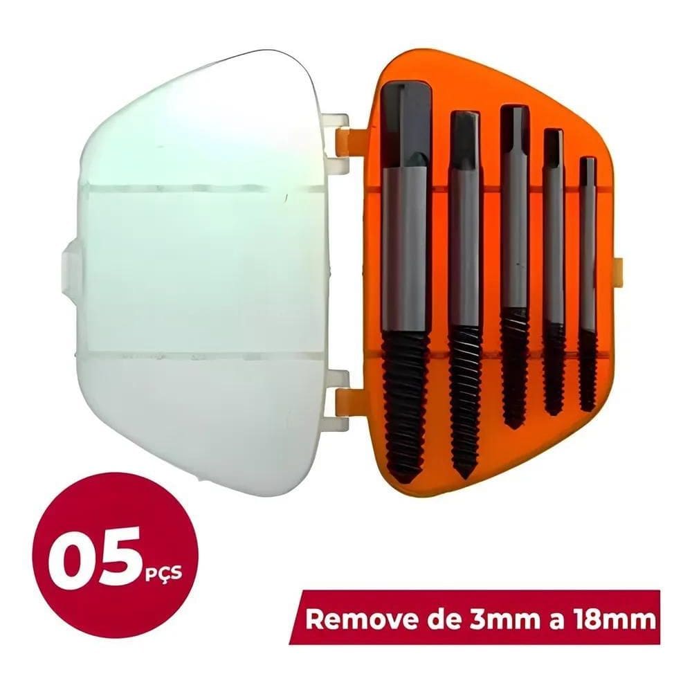 10X Jogo Com 5 Extrator Removedor De Parafuso Porcas Quebra