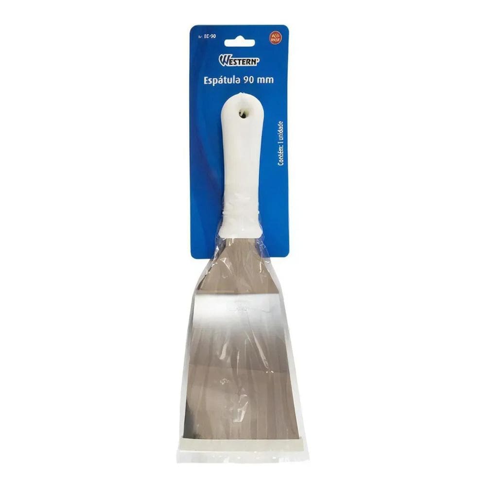 10X Espatula Cabo Branco Curva 90Mm De Aço Inox Chapeiro Pi