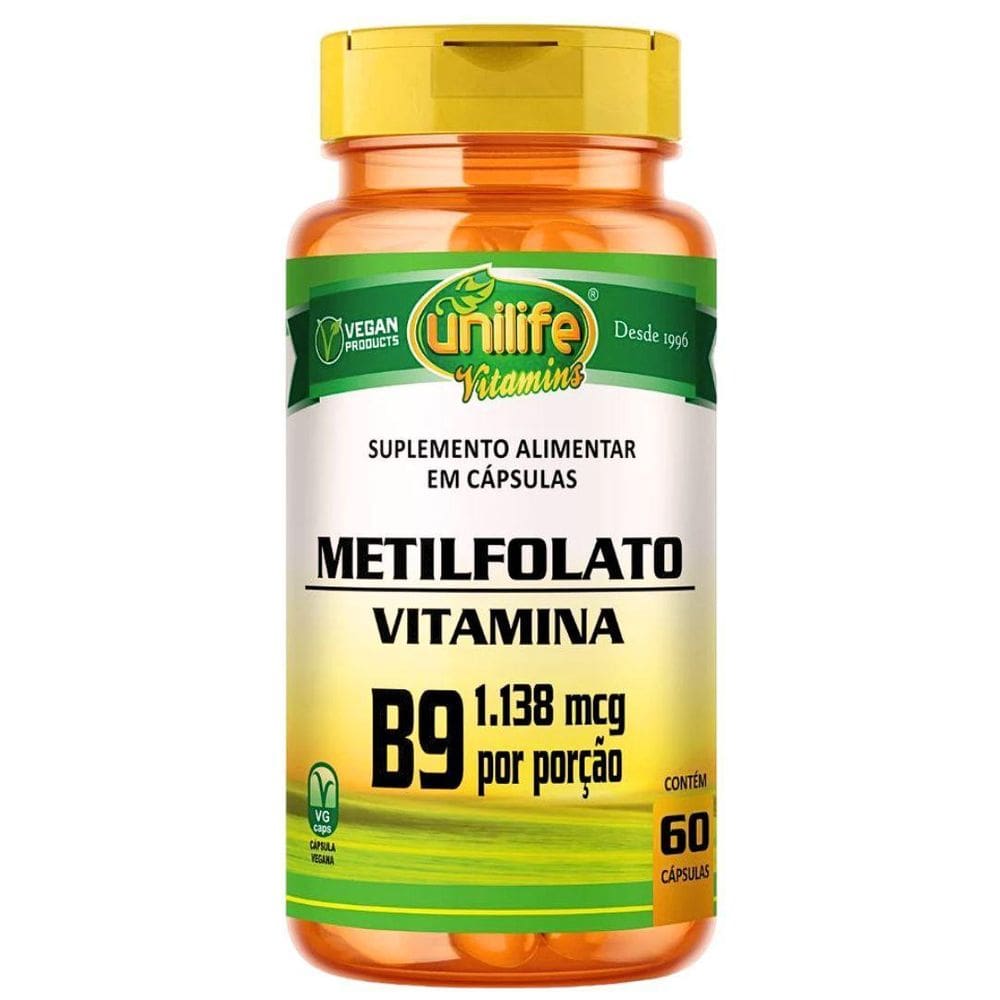 Vitamina B9 Metilfolato Natural Vegano 60 Cápsulas 350Mg