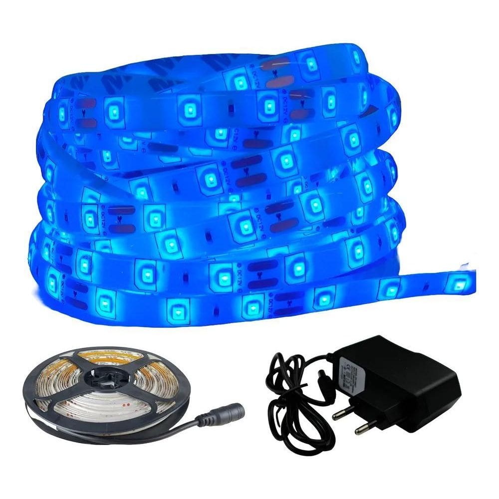 10X Fita Led Azul 3528 Ip65 Siliconada 12V Dupla Face Com F