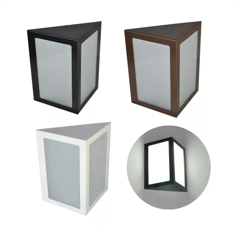 10X Arandela Triângulo Alumínio 2 Vidros Externa E27 Parede