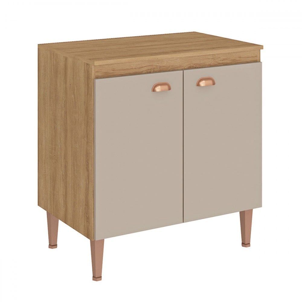 Balcão de Cozinha 80 Cm Marti 2 Portas Marrom/Marrom Claro - Fellicci