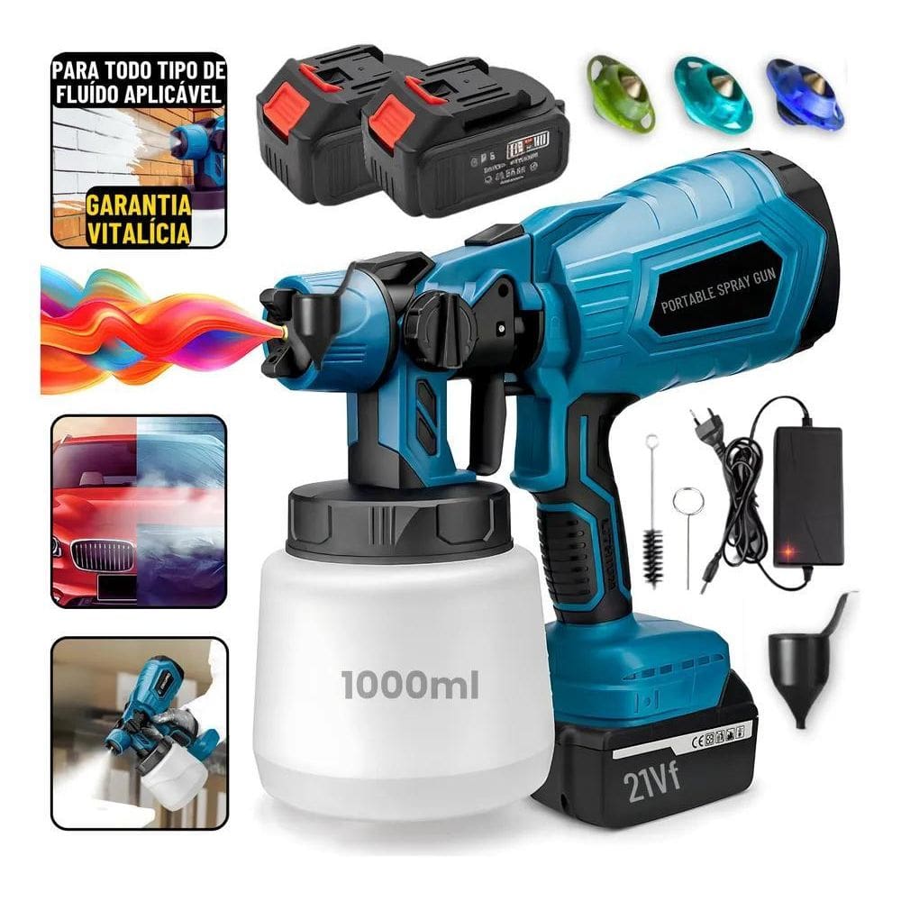 10X Pistolada Pintura Elétrica Pulverizadora 2 Baterias Por