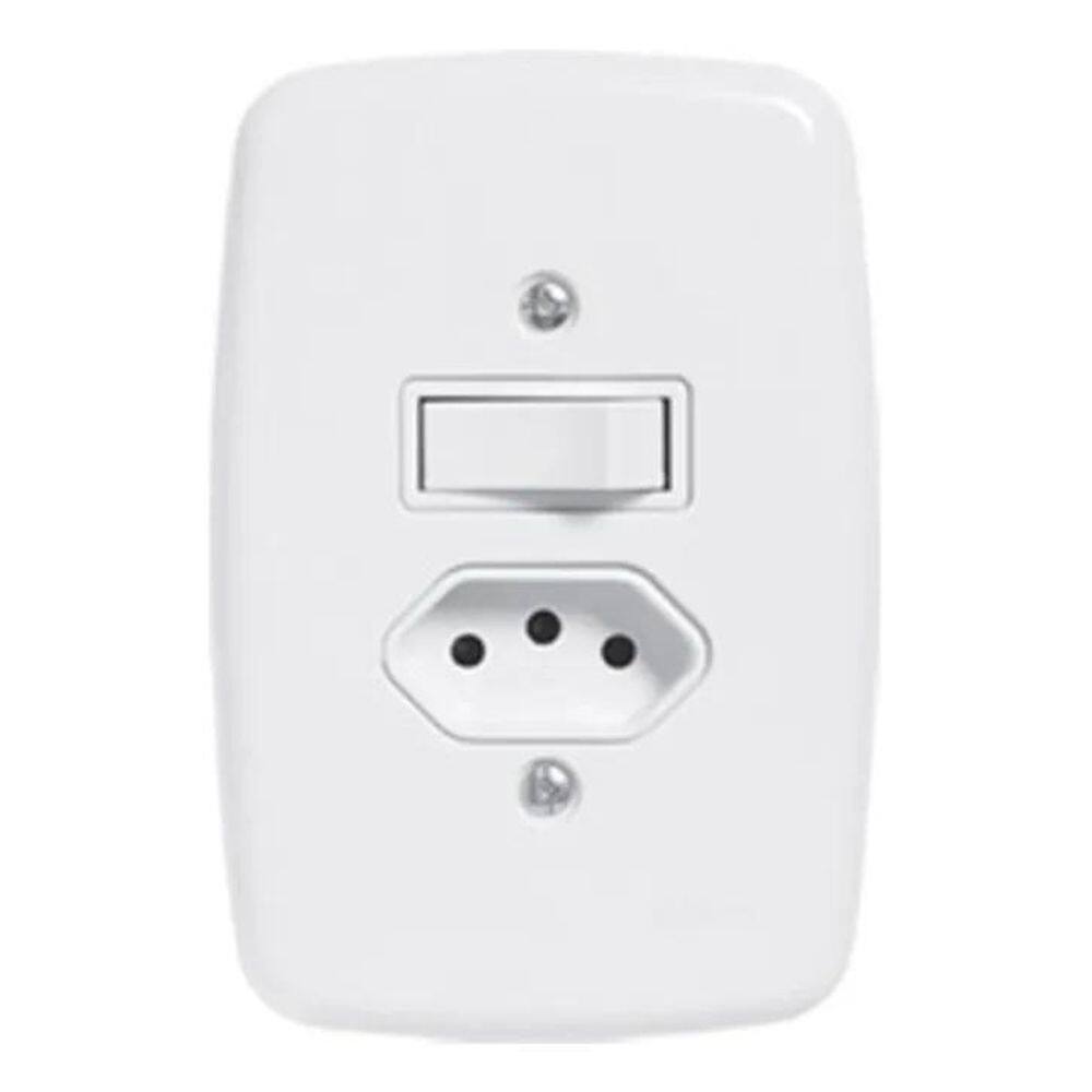 10X Kit 5 Interruptor 1 Tecla Simples + Tomada 20A Pluzie I