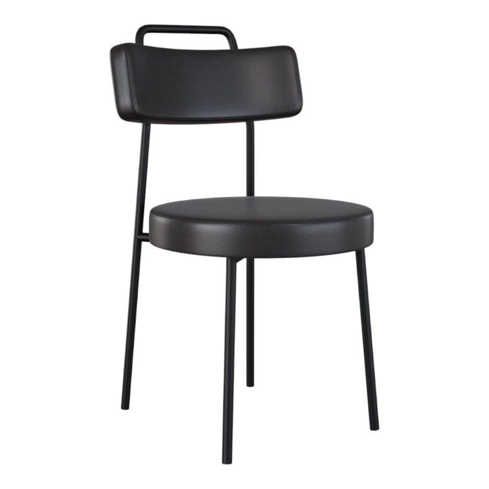 Cadeira Sala de Jantar Kobe Estofada com Encosto Couríssimo Preto - Abmaza