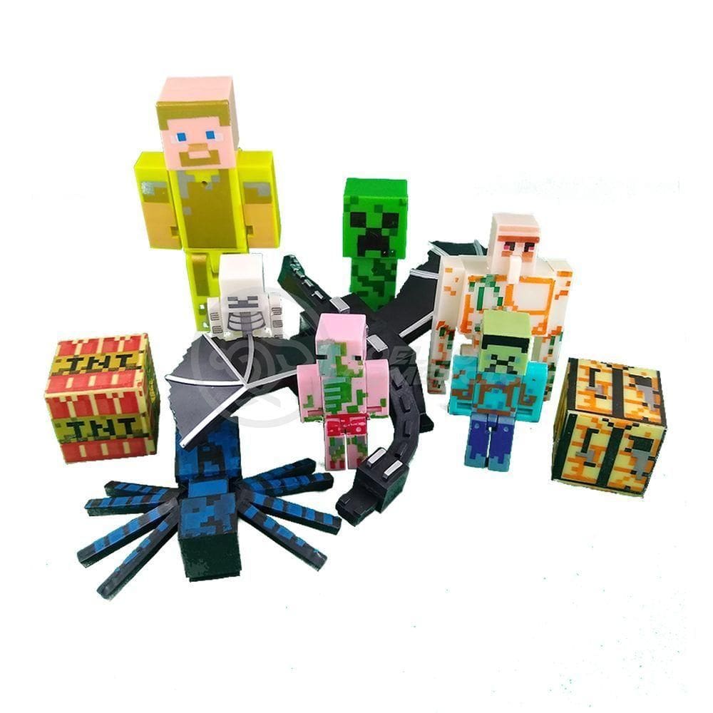 Kit Minecraft Dragão 3 Bonecos 1 Creeper 1 Aranha Azul