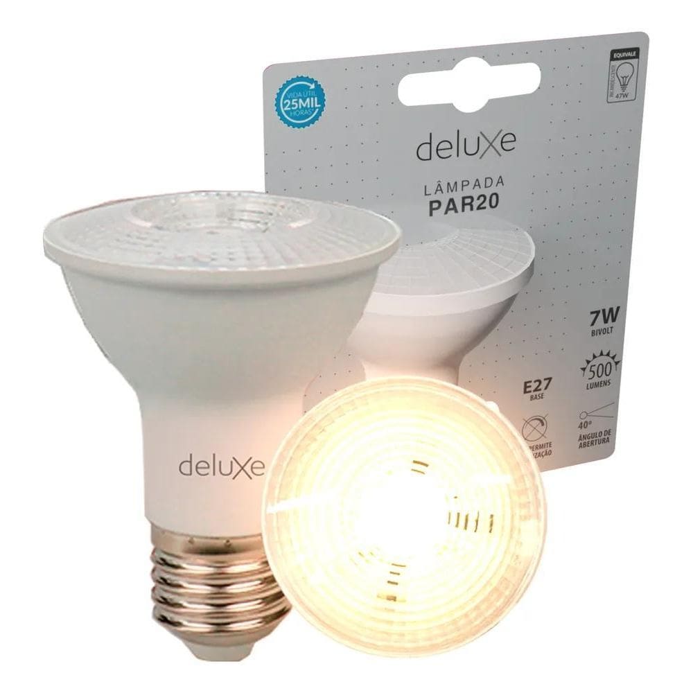 10X Lampada Led Par20 7W 3000K E27 110V/220V Mg Deluxe By A