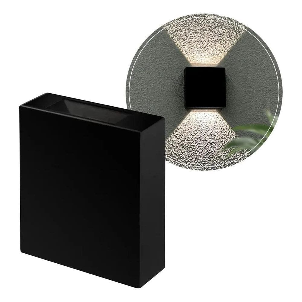 10X Arandela Led Preta 2 Fachos Ajustáveis 3W 3000K Ip65 Co