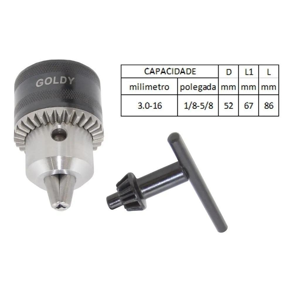 10X Mandril Cônico Com Chave 5/8 3-16Mm B16 Goldy