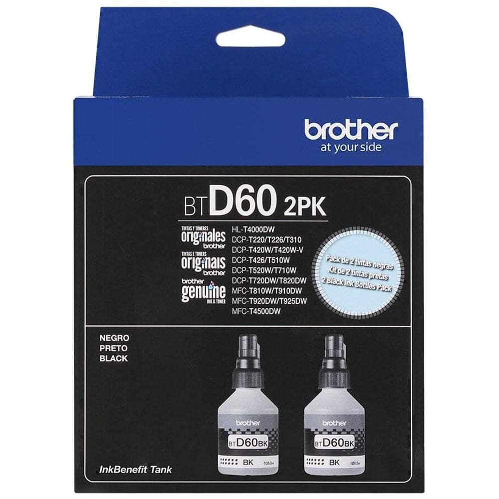 Kit garrafa de tinta Brother InkTank BTD60-2PK Preto 2uni