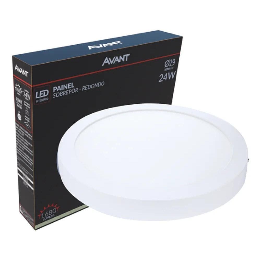 10X Painel Plafon Led Sobrepor Redondo 24W Branco Neutro 40