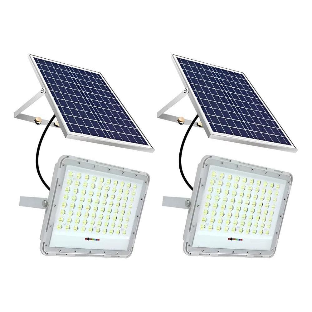 10X Kit 02 Luminária Refletor Led 100W Placa Solar Prova D`