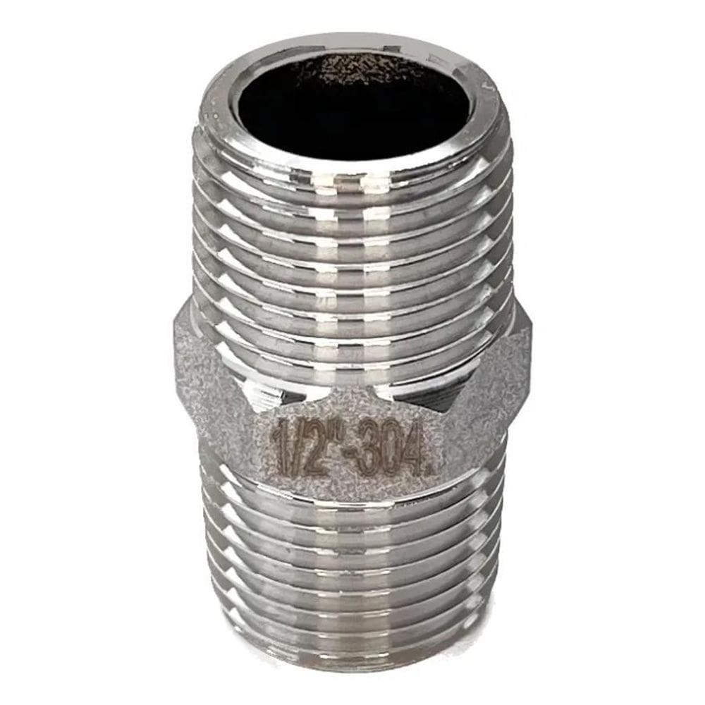 10X Conexão Niple 1/2 Aço Inox 304 Duplo Sextavado