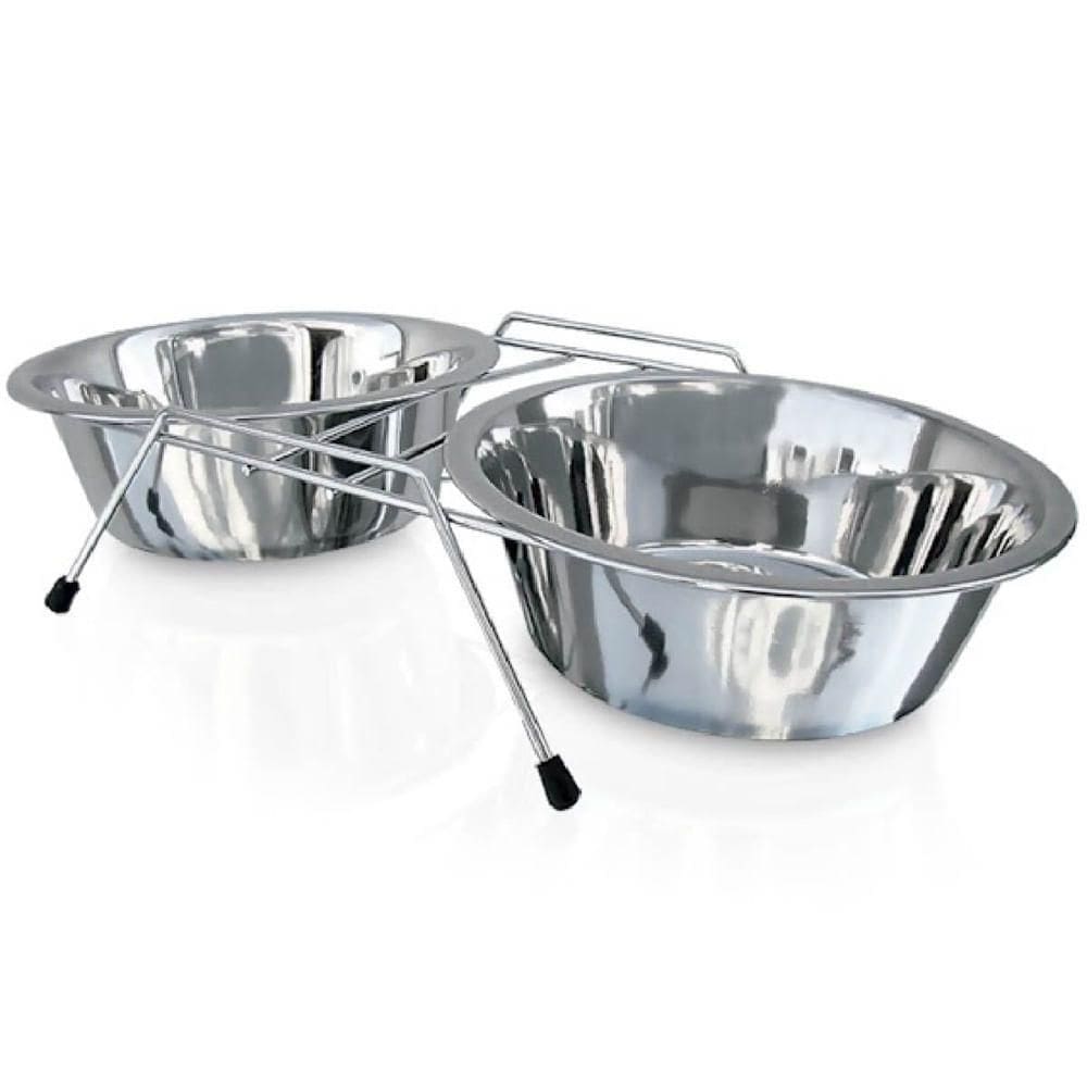 Comedouro Duplo Inox 240ml - 30114 - Chalesco Comedouro Duplo Inox 0,24 Litros - 30114 - Chalesco