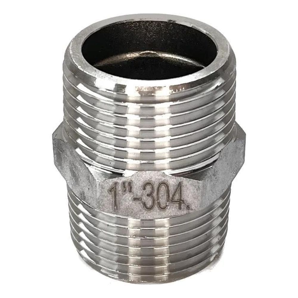 10X Conexão Niple 1 Polegada Aço Inox 304 Duplo Sextavado