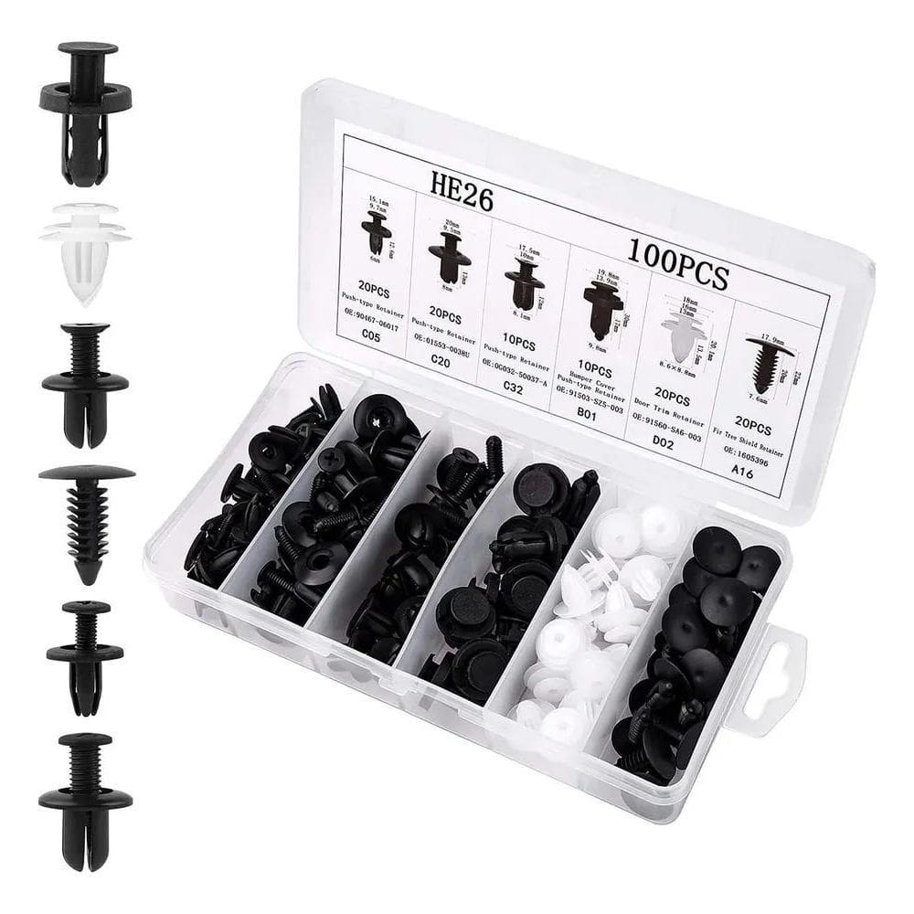 10X Kit Presilhas Grampo Automotiva Universal 100 Peças Com
