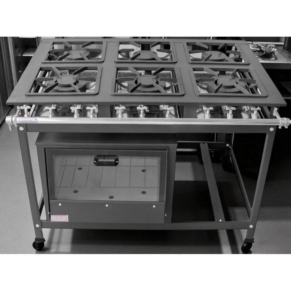 Fogão Industrial 6 Bocas 30x30 P5 com Forno Leona
