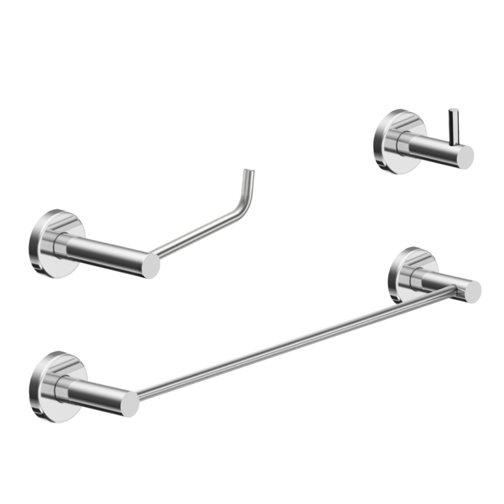 Kit Acessório Para Banheiro Escovado 3 Peças Grego Metal 2030at