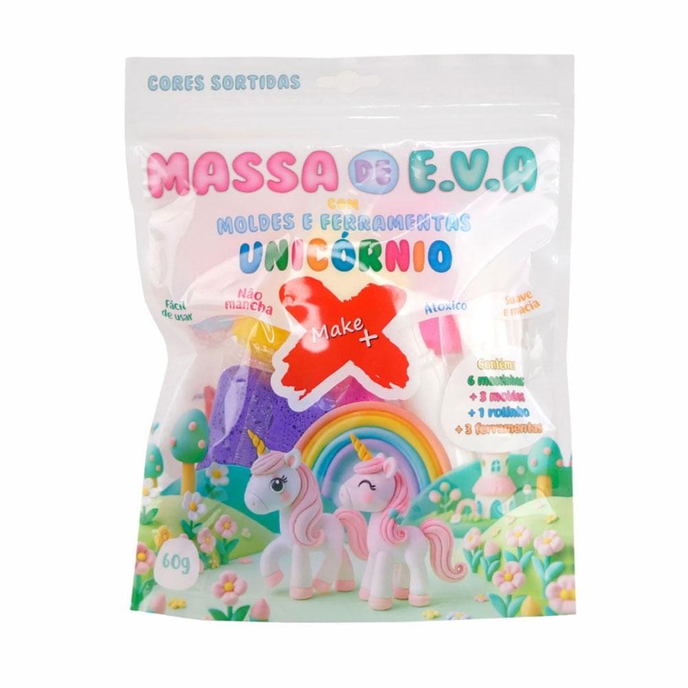 Massa de EVA em pote 78g 6 cores Unicórnio - Gatte