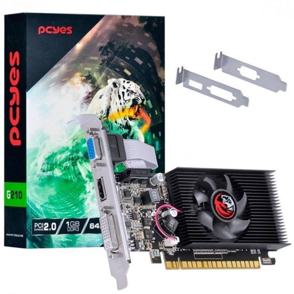 Placa de Vídeo Pcyes NVIDIA GeForce G 210  1 GB DDR3 - PVG2101GBR364LP