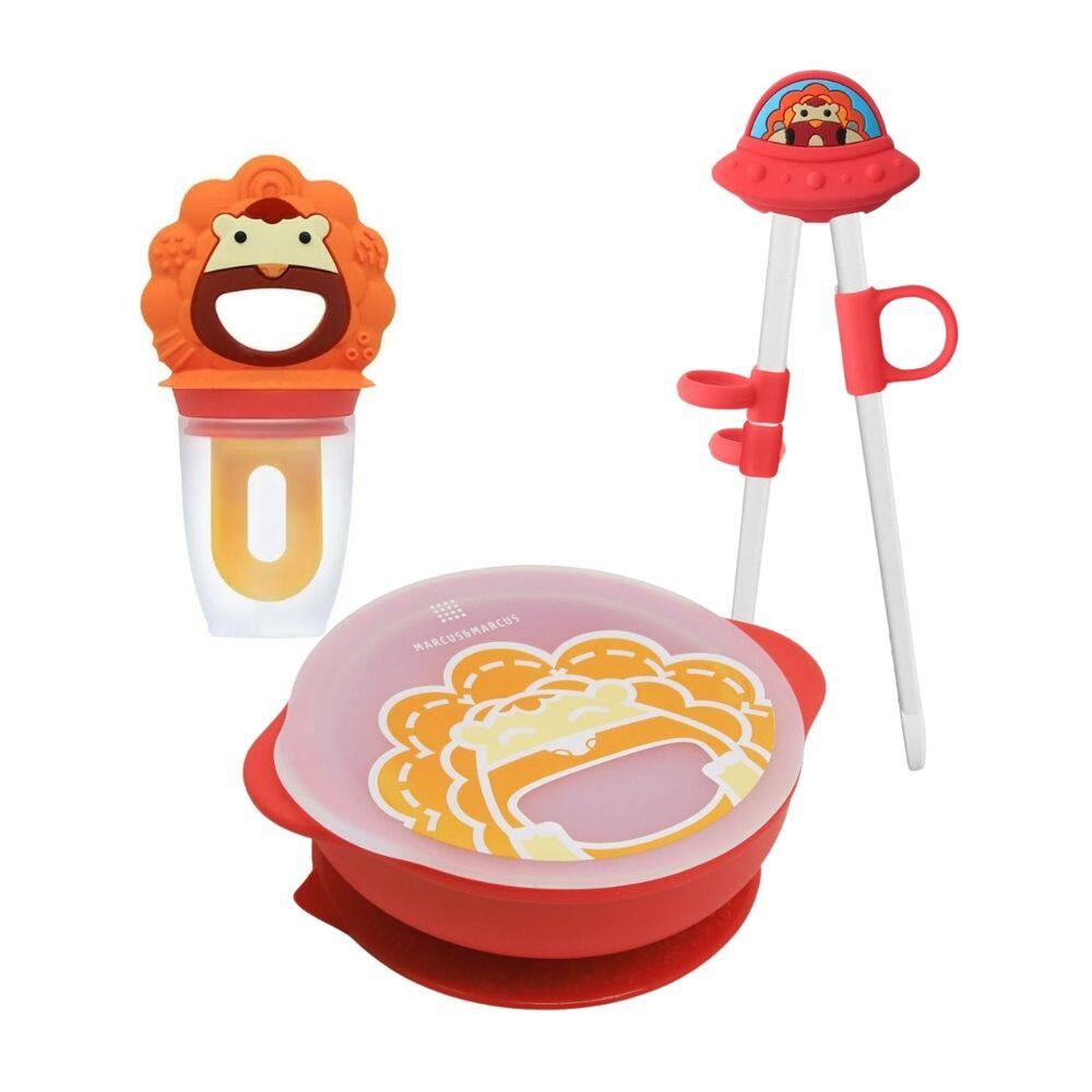 Kit Refeição Leão Marcus (Hashi, Tigela e Alimentador) - Marcus & Marcus