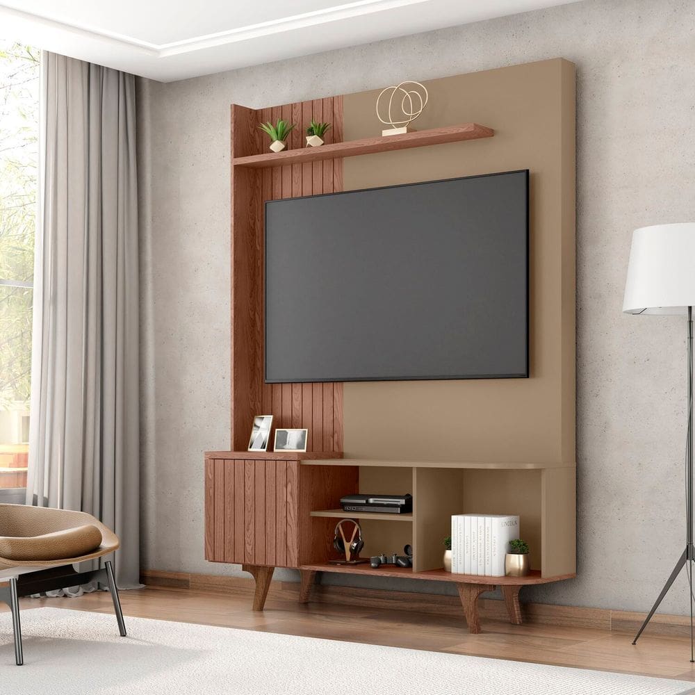 Estante Home para Tv 55 Polegadas Corumbaú Cinza/Freijó