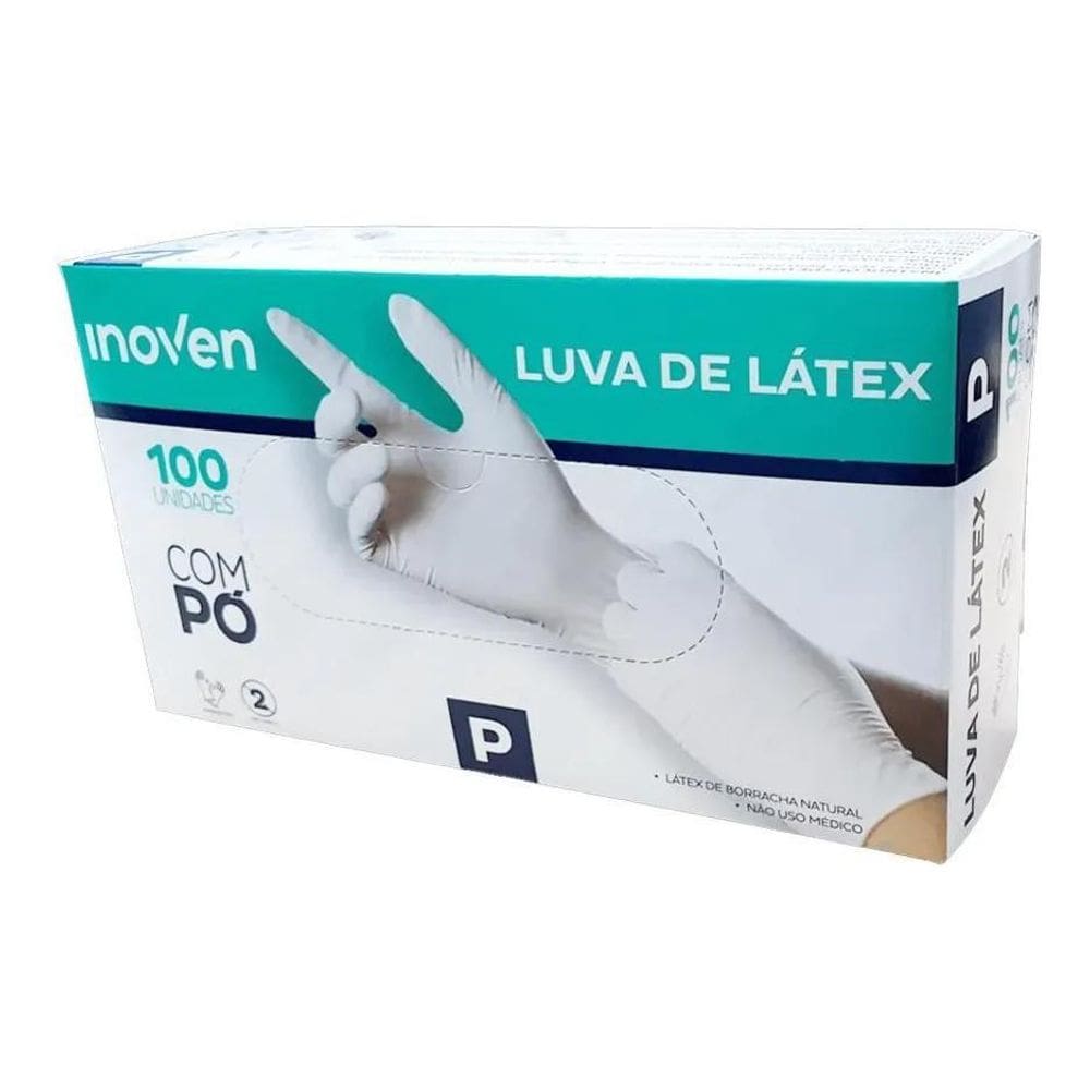 10X Luva De Látex Branca Com Pó Inoven Tamanho P