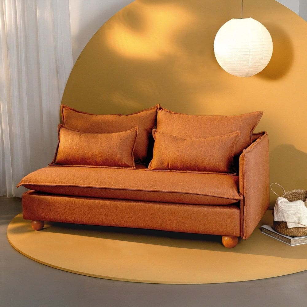 Sofá Modular 2 Lugares Braço Lateral com Pé Bolinha Sôma Cabecasa Madeiramadeira Mocha Mousse