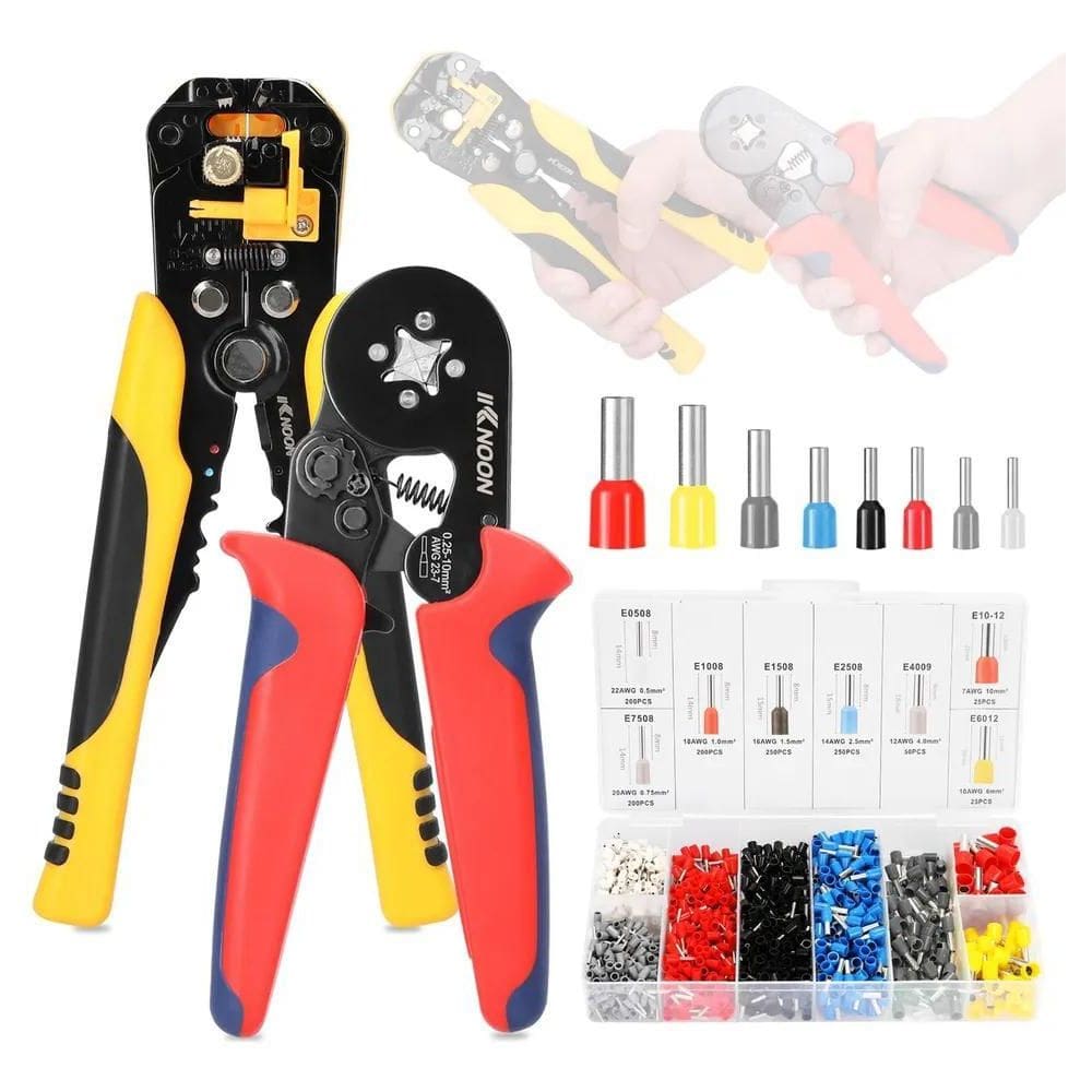 10X Kit Alicate Crimpar Descascador 1200 Terminais Ilhós Tu